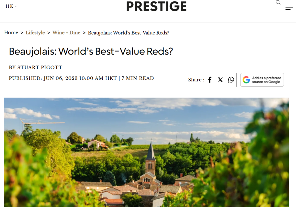 Article du site Prestige Online