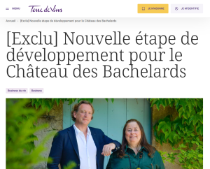 Article Terre de vins sur le rachat du Château des Bachelards par Matthieu Gufflet